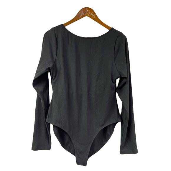 Girlfriend Collective Body Suit Black Ribbed Long Sleeve Scoop Back XXL - Picture 1 of 6